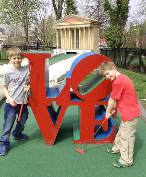 This is the min-golf version of Philly's famous Love sculpture by Robert Indiana.